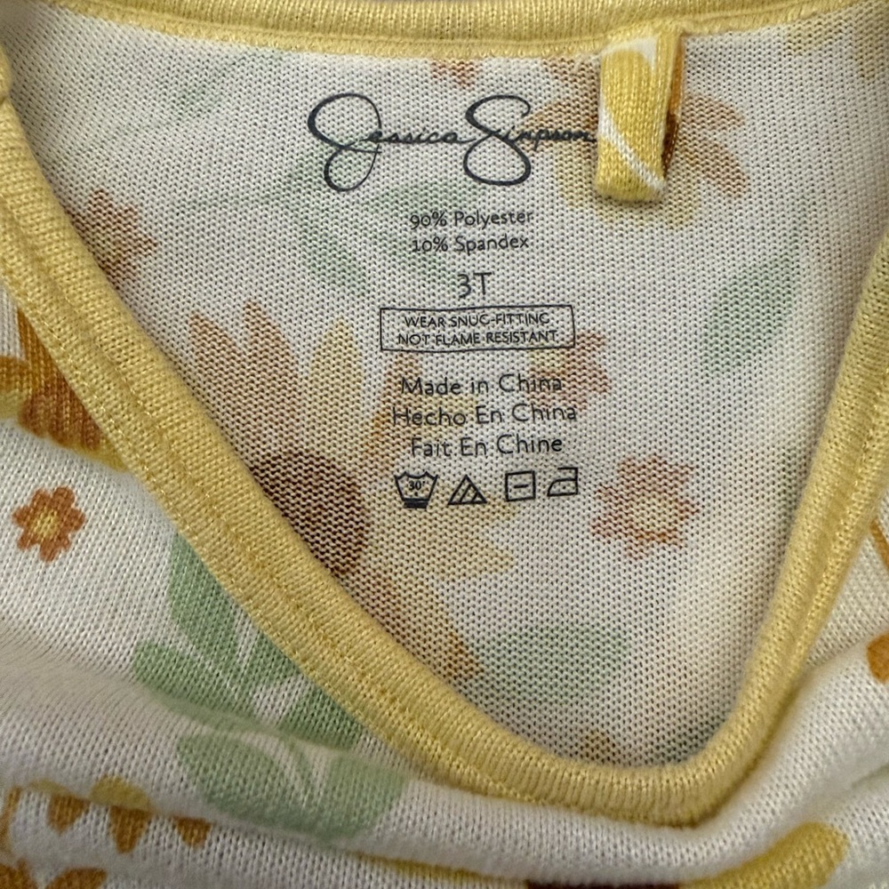 Jessica Simpson 2Pc Pajama Set 3T Sunflower Girls Sleepwear Floral Spring Easter - Picture 2 of 9